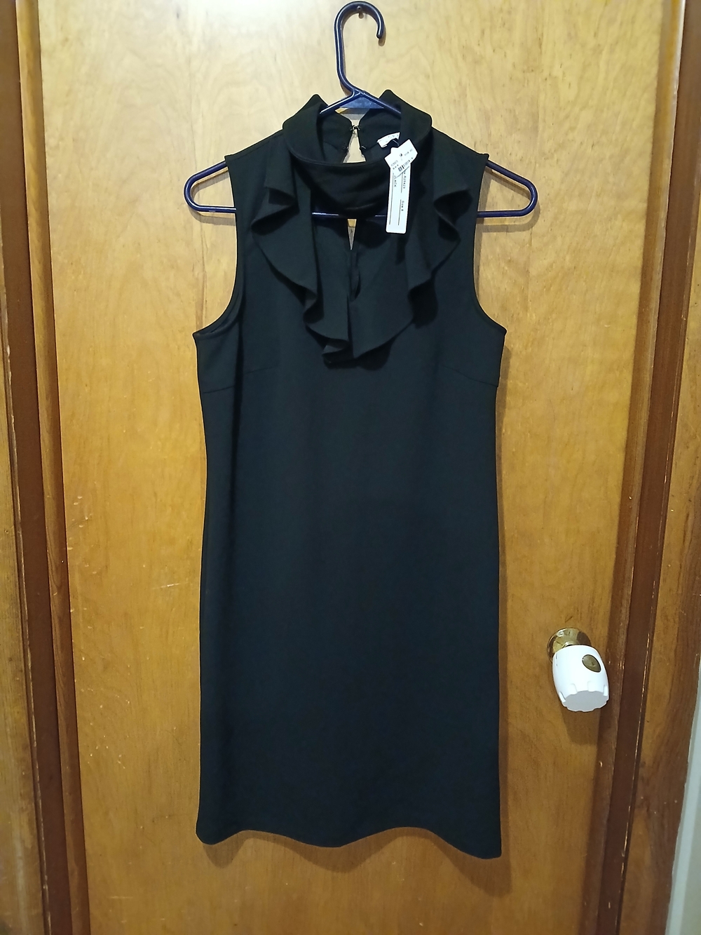 Sleeveless Black Ruffle Neck Dress